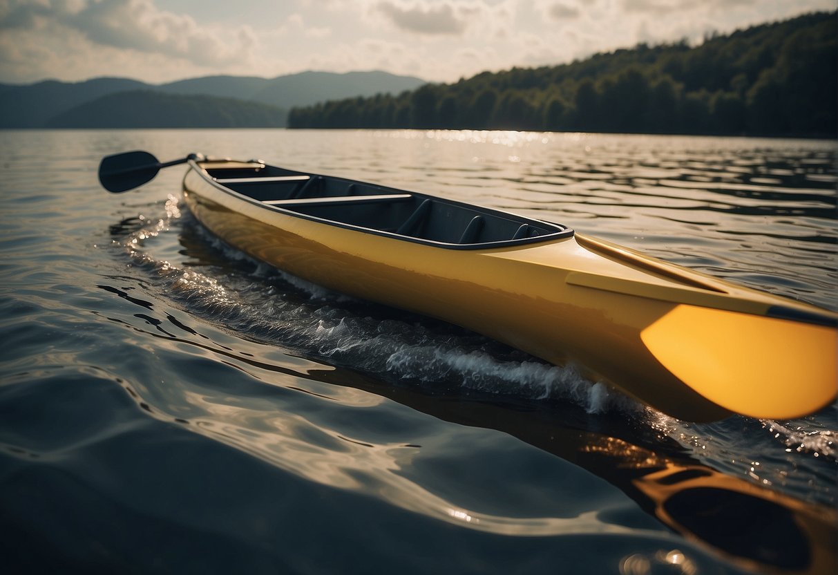 A Kevlar canoe glides gracefully through the water, its sleek design cutting through the waves with ease
