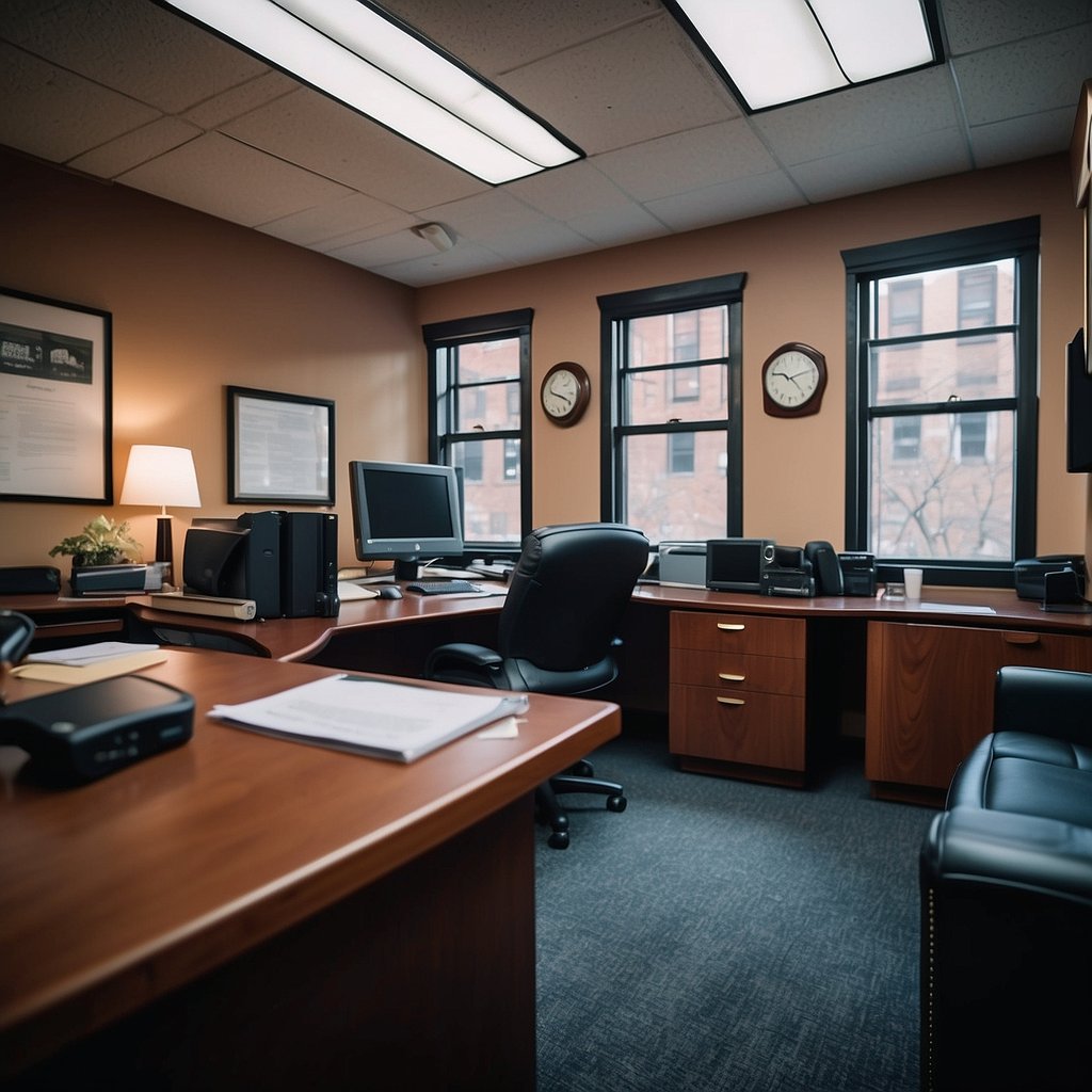 A bustling law office in Yonkers, NY, with lawyers specializing in Uber and Lyft accident cases