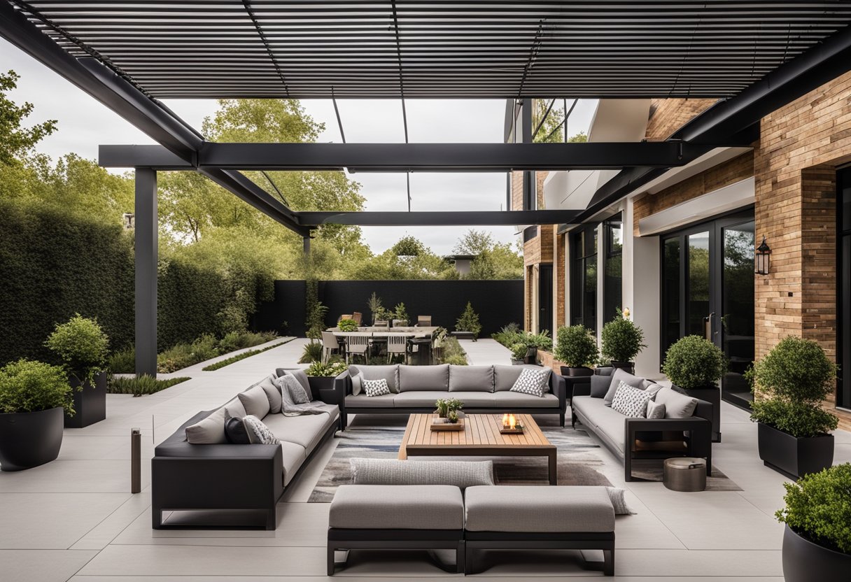 A modern patio with integrated smart home features in Dallas, showcasing 8 innovative cover ideas for outdoor spaces