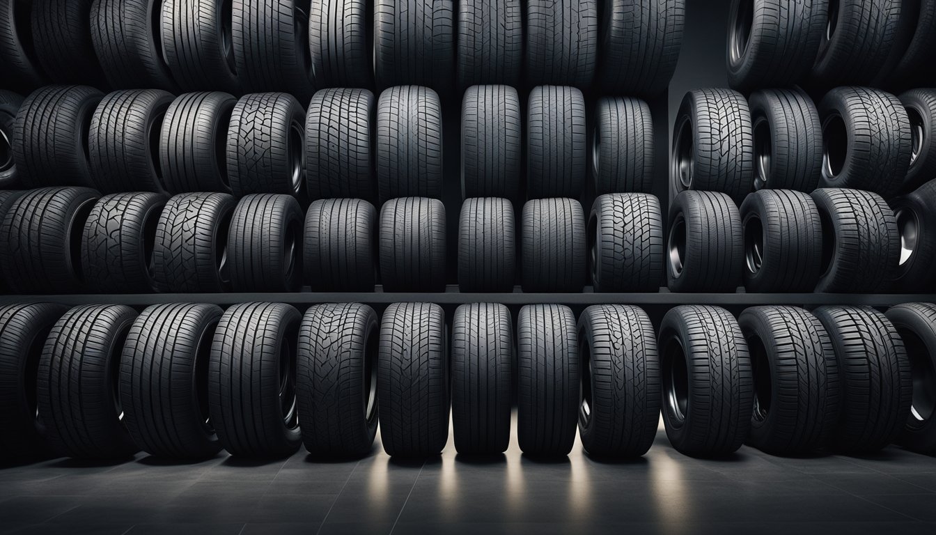 A variety of high-quality Itaro tires displayed in a well-lit showroom with vibrant colors and sleek designs