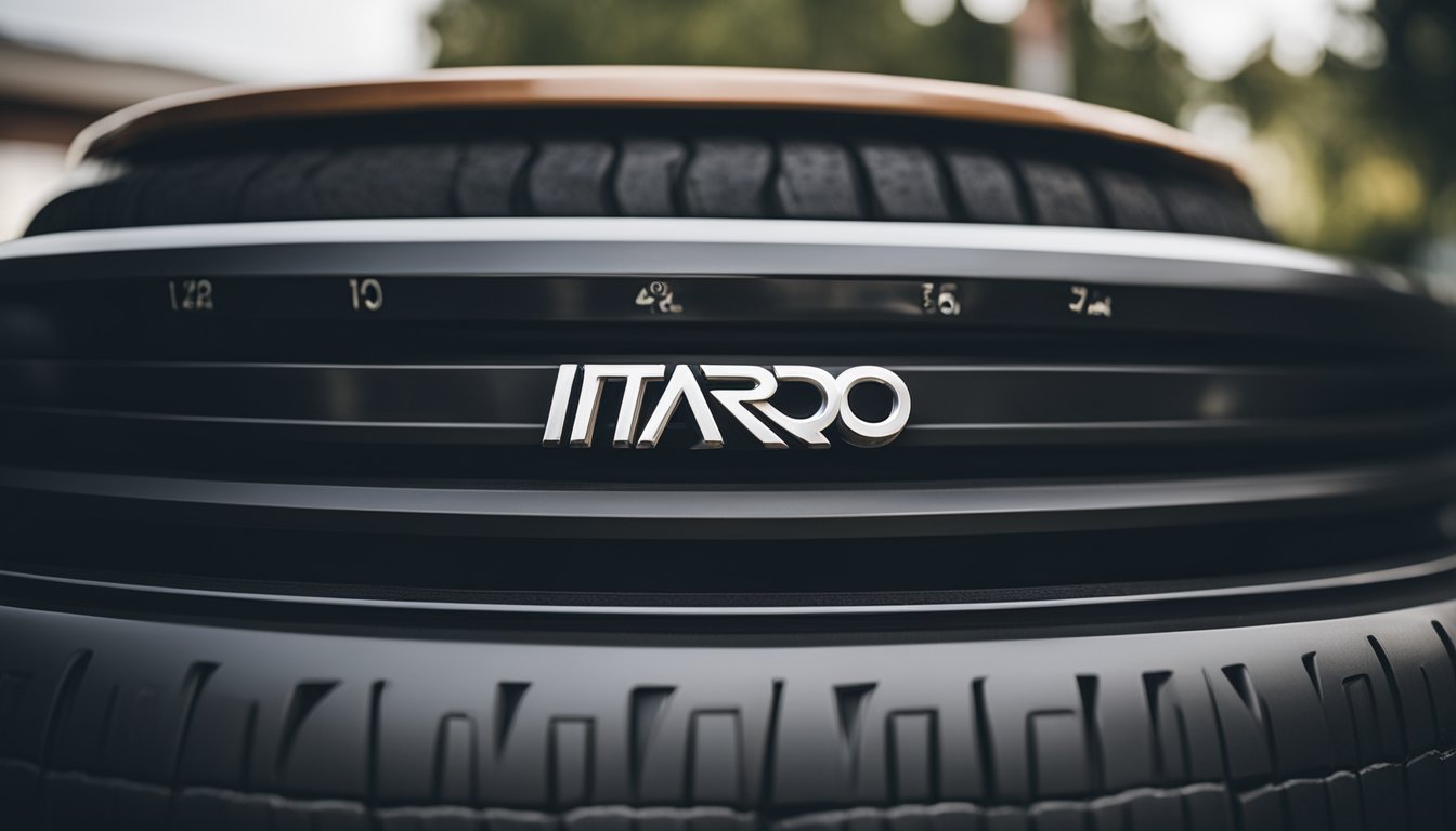 A tire with the brand name "Itaro" is shown mounted on a car, with a smooth and clean surface, and a strong and sturdy appearance