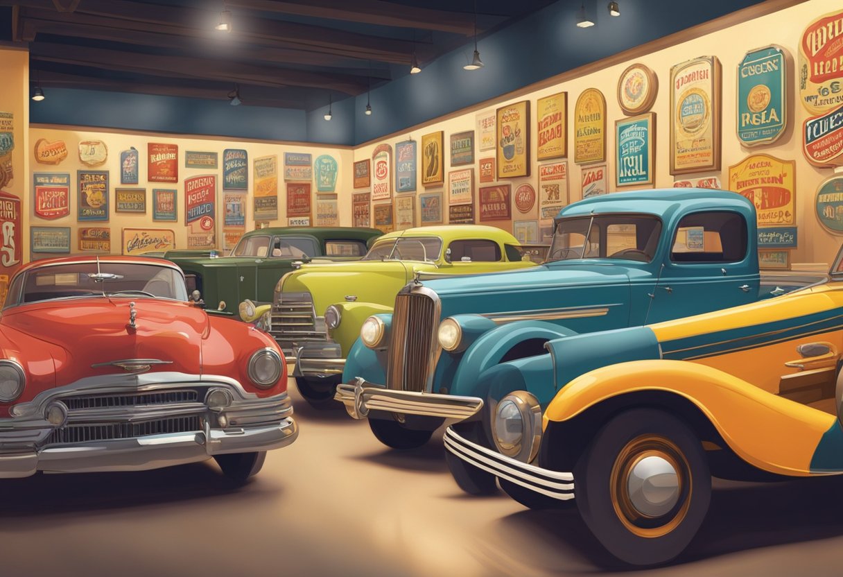 Colorful vintage signs fill the museum, illuminated by soft lighting. A variety of shapes and sizes create a captivating display