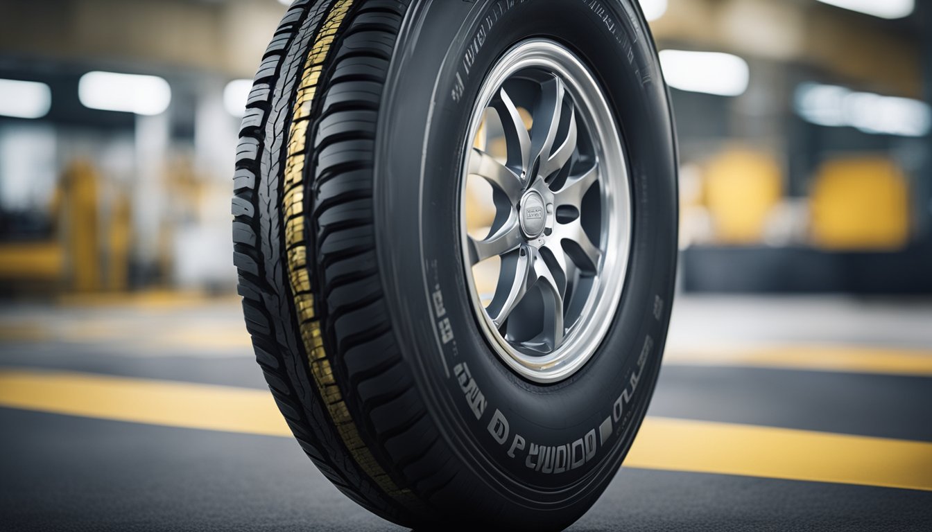 A tire with "Dunlop Quality and Certifications" label prominently displayed