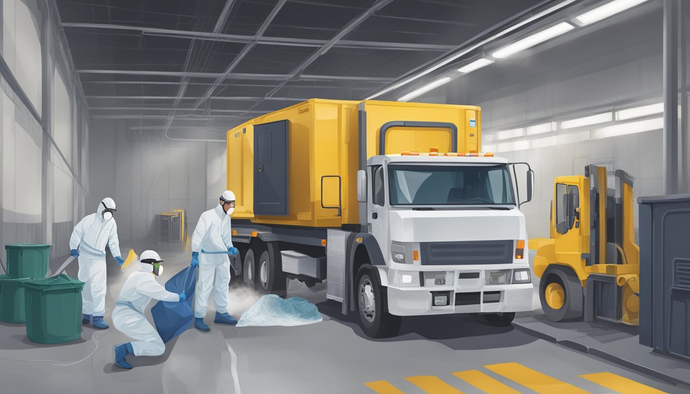 A specialized team safely disposes of asbestos waste in a controlled environment, following best practices to protect public health and the environment