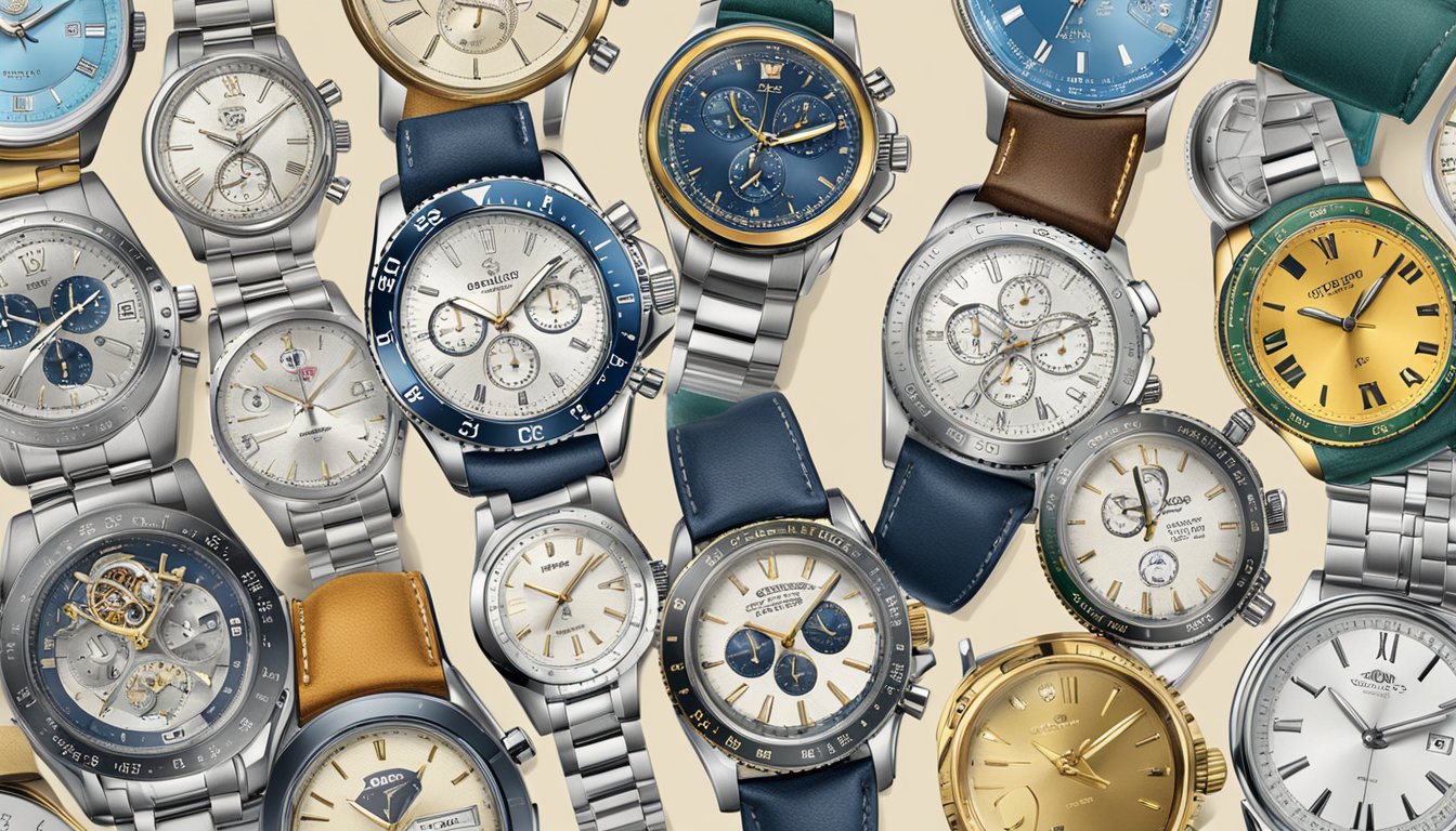 A display of top watch brands logos with "Frequently Asked Questions" text