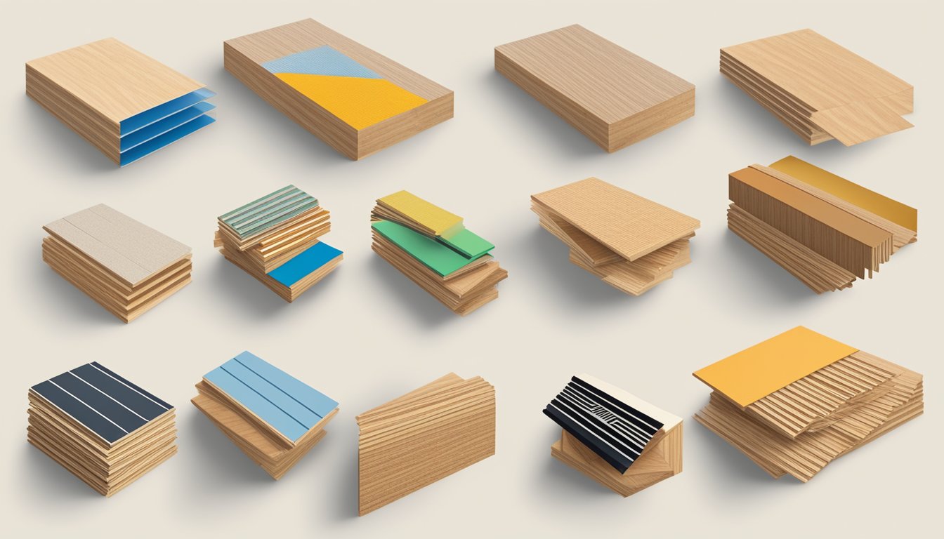 Various plywood brand names arranged in a grid with "Frequently Asked Questions" text above