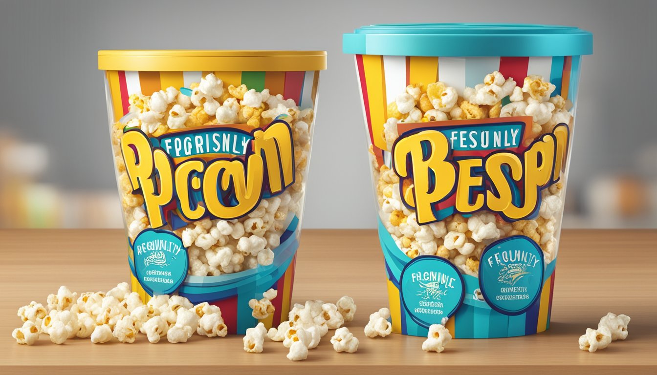 A colorful popcorn brand logo displayed on a vibrant, eye-catching packaging with the words "Frequently Asked Questions" prominently featured