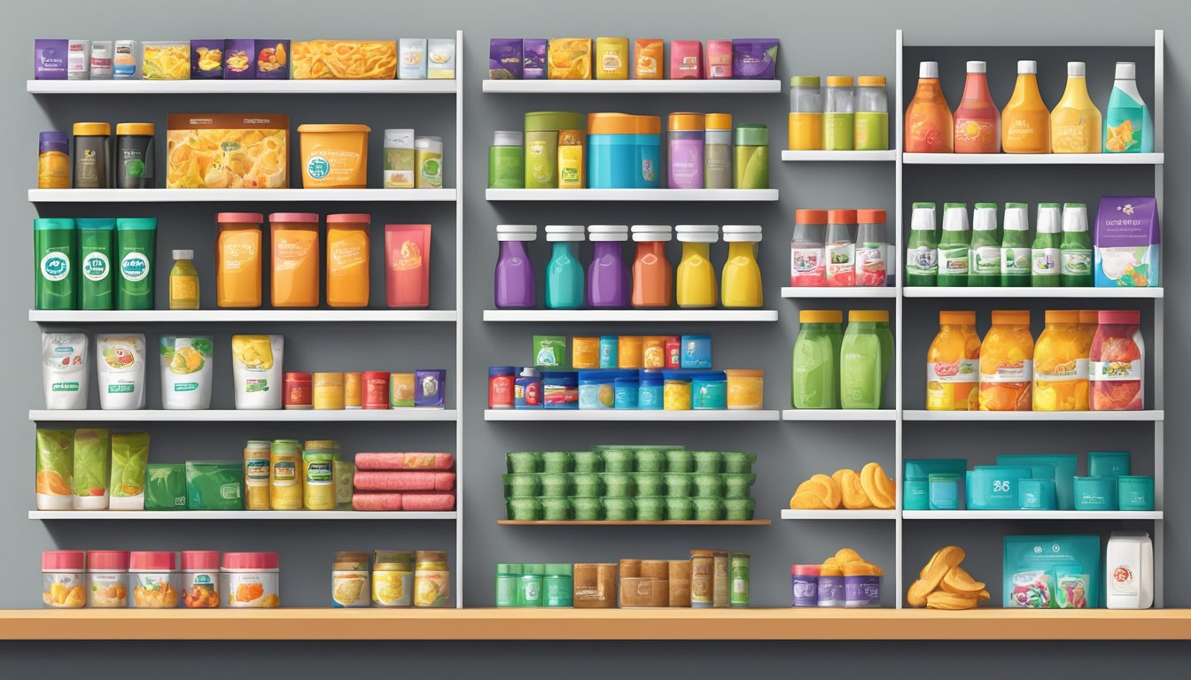 A shelf with generic products next to branded items, showing the contrast between private label and brand dynamics