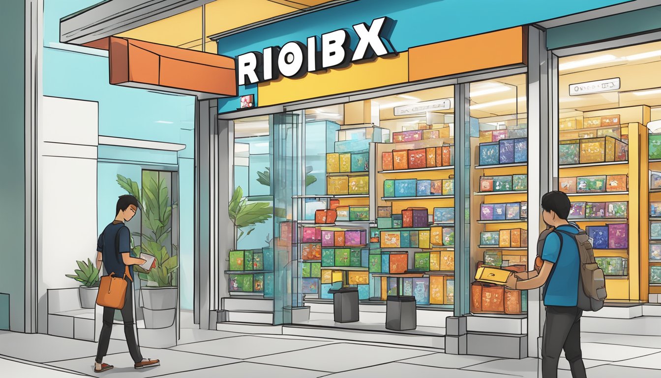 A customer buying Roblox gift cards at a Singapore store