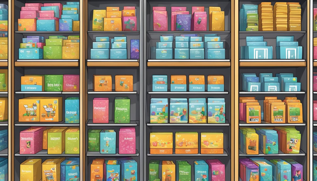 Shelves stocked with Roblox gift cards in a Singapore store