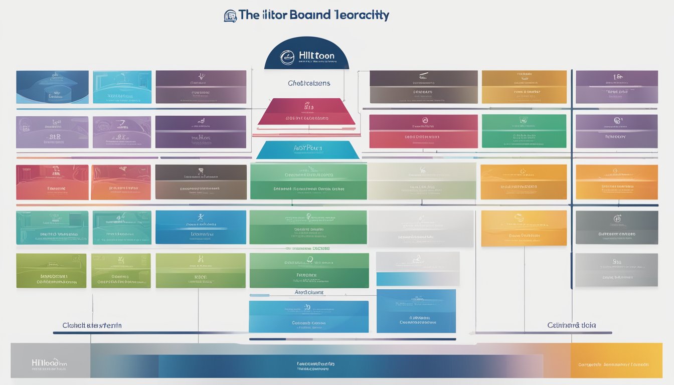 The Hilton brand hierarchy displayed in a clear, organized chart with each brand's logo and name prominently featured
