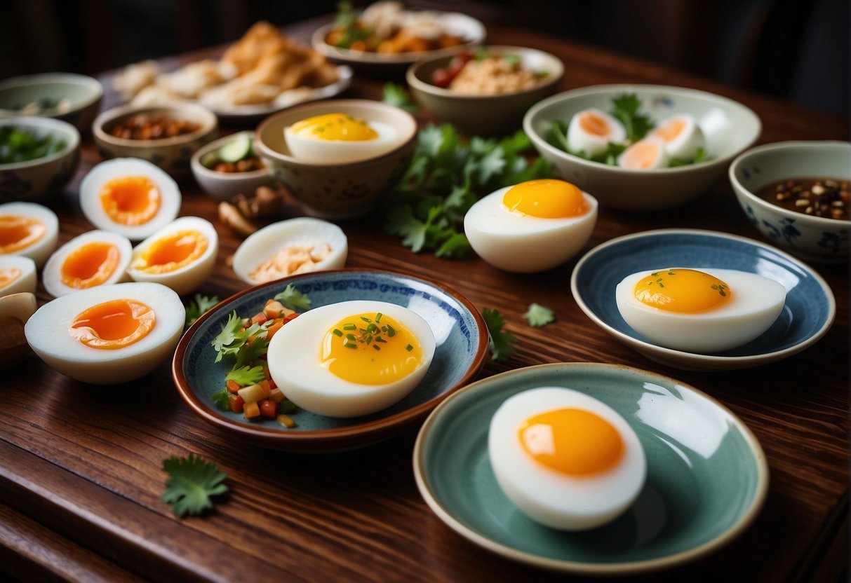 A table adorned with various Chinese boiled egg dishes, showcasing regional variations and cultural significance