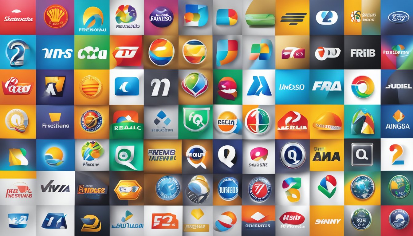 A group of shiny brand logos arranged in a grid with "Frequently Asked Questions" text above