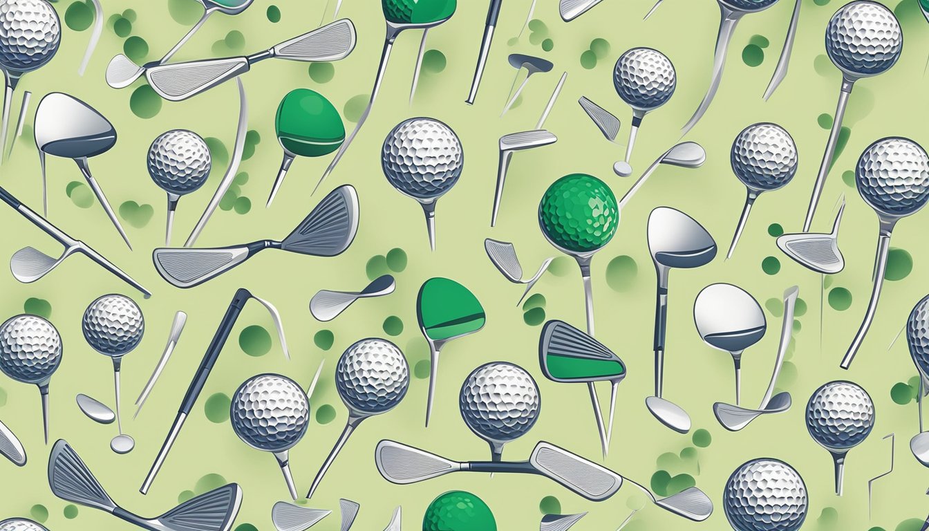 A golf club logo surrounded by question marks and a list of common inquiries in Swedish
