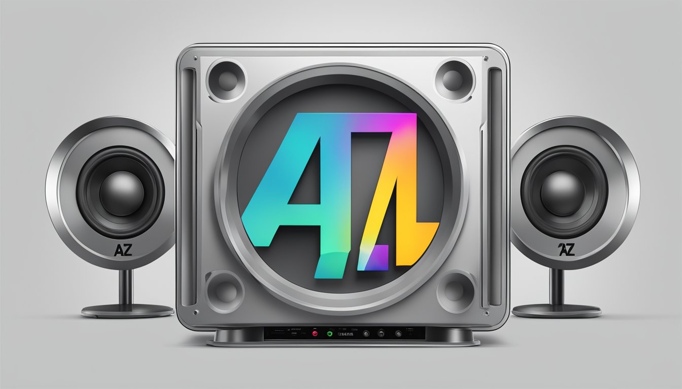 A sleek, modern speaker with the brand "AZ" prominently displayed on the front panel