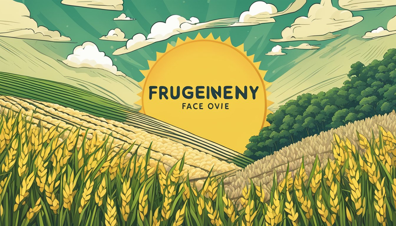 A bright sun shining over a field of rice with a prominent "Frequently Asked Questions" label
