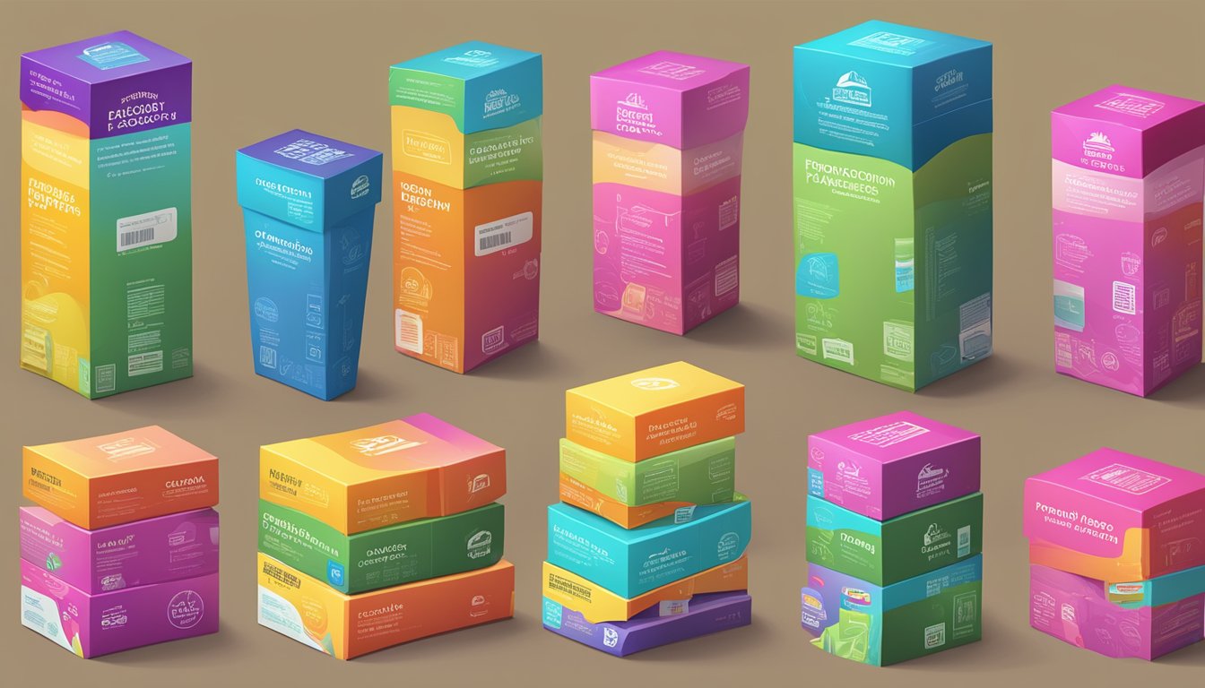 A stack of colorful product packages with "Frequently Asked Questions" displayed prominently on the front