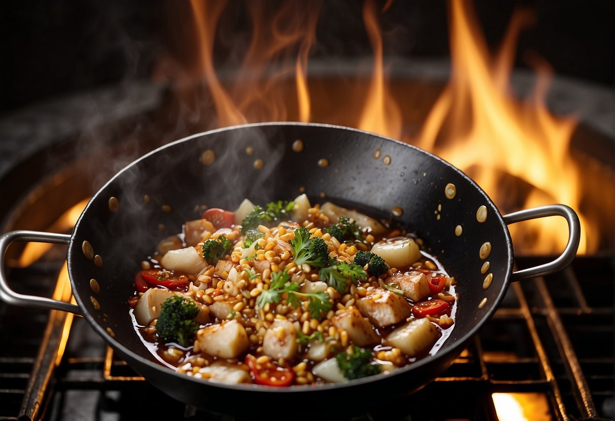 A wok sizzles with soy sauce, garlic, and ginger. Cornstarch thickens the bubbling mixture into a glossy, savory gravy