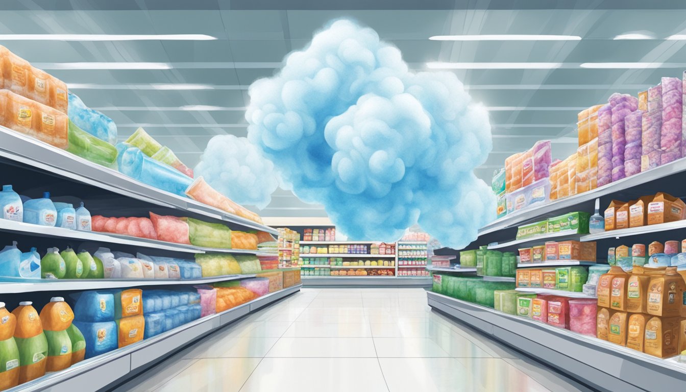 Dry ice on display in a Singapore supermarket aisle