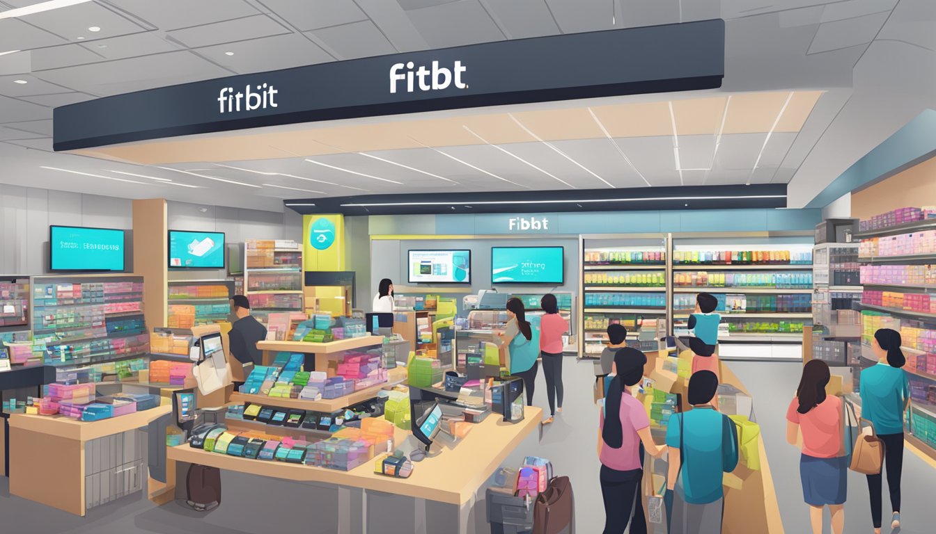 A busy electronic store in Singapore sells Fitbit products