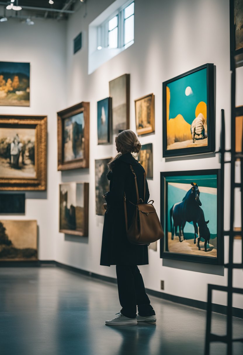 The Art Center Waco is filled with vibrant paintings and sculptures, with visitors admiring the artwork and discussing their favorite pieces