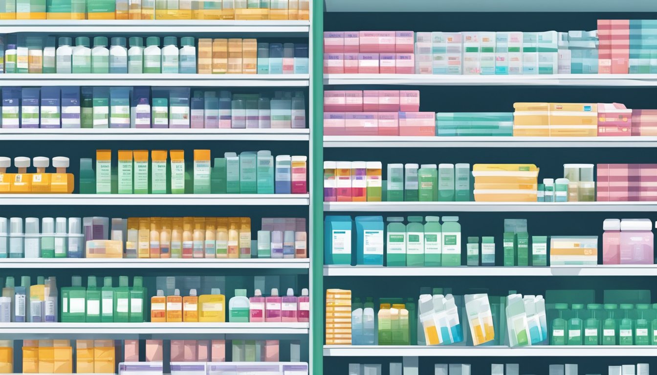 A pharmacy shelf displays HIV test kits in Singapore