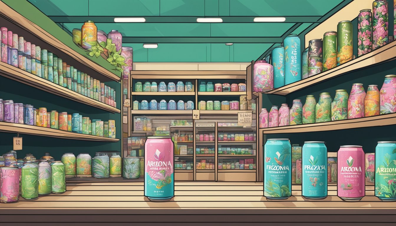 An Arizona tea can surrounded by various retail locations in Singapore, with a "Frequently Asked Questions" sign displayed prominently
