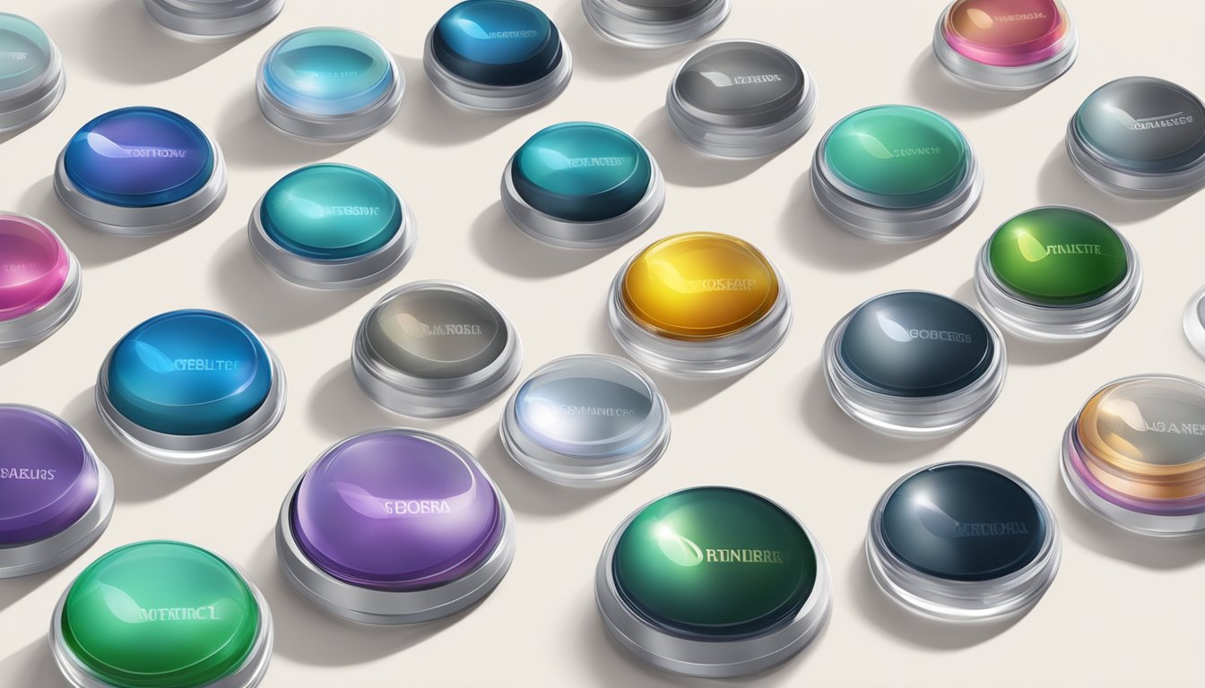 A variety of contact lens brands displayed on a clean, well-lit surface with clear labeling and packaging