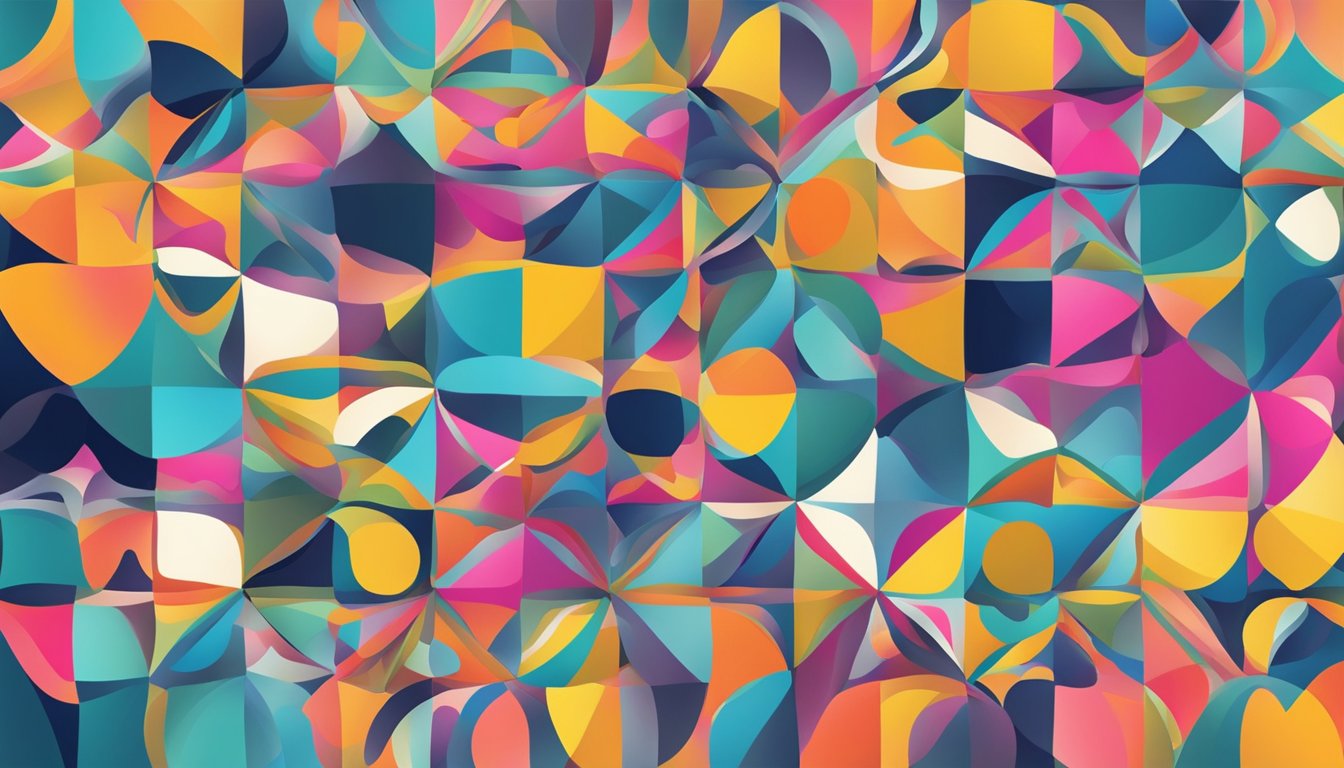 A vibrant, colorful palette of abstract shapes and patterns, evoking a sense of modernity, sophistication, and creativity
