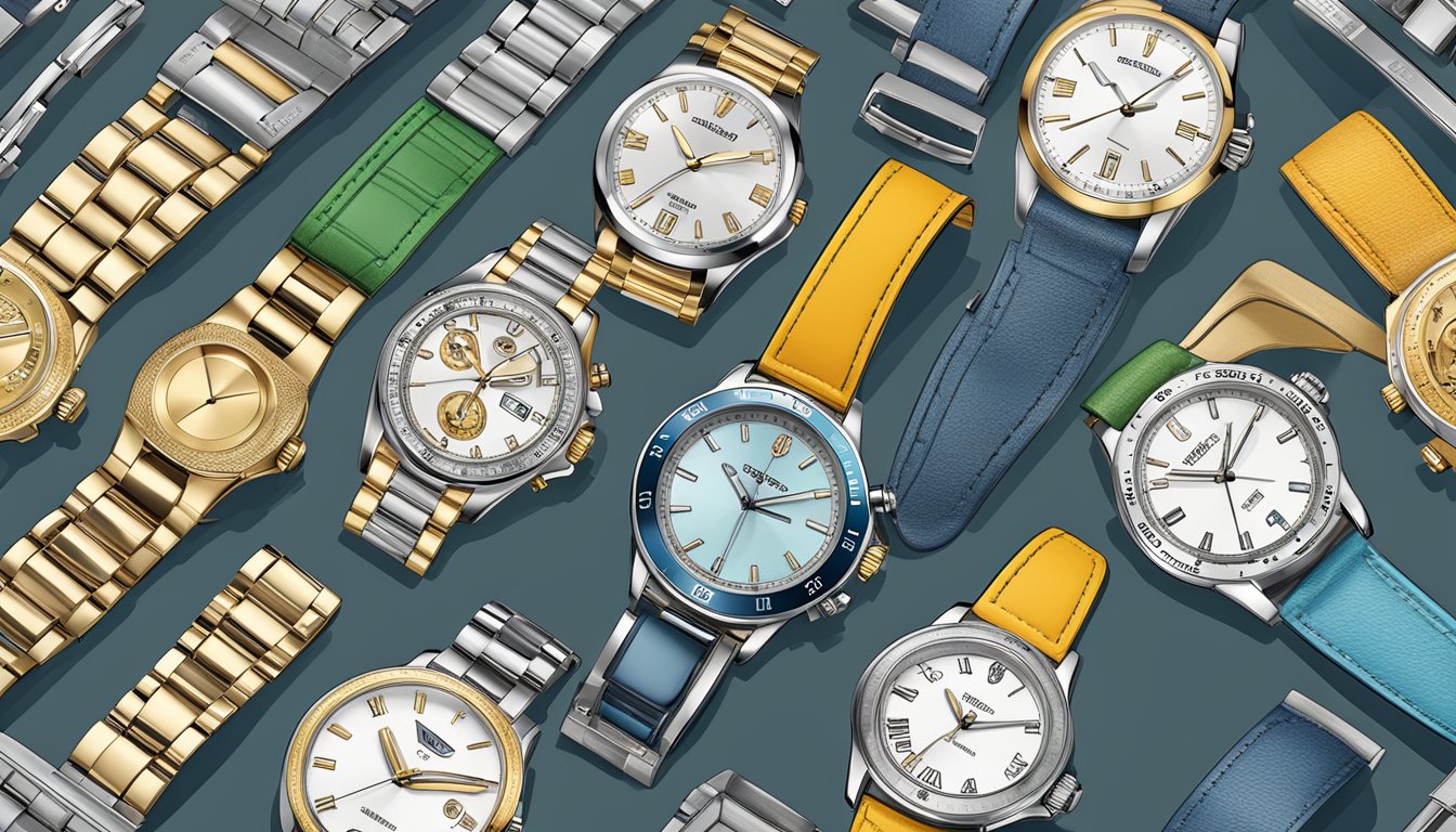 A display of diverse watch collections and styles, showcasing various brands and designs