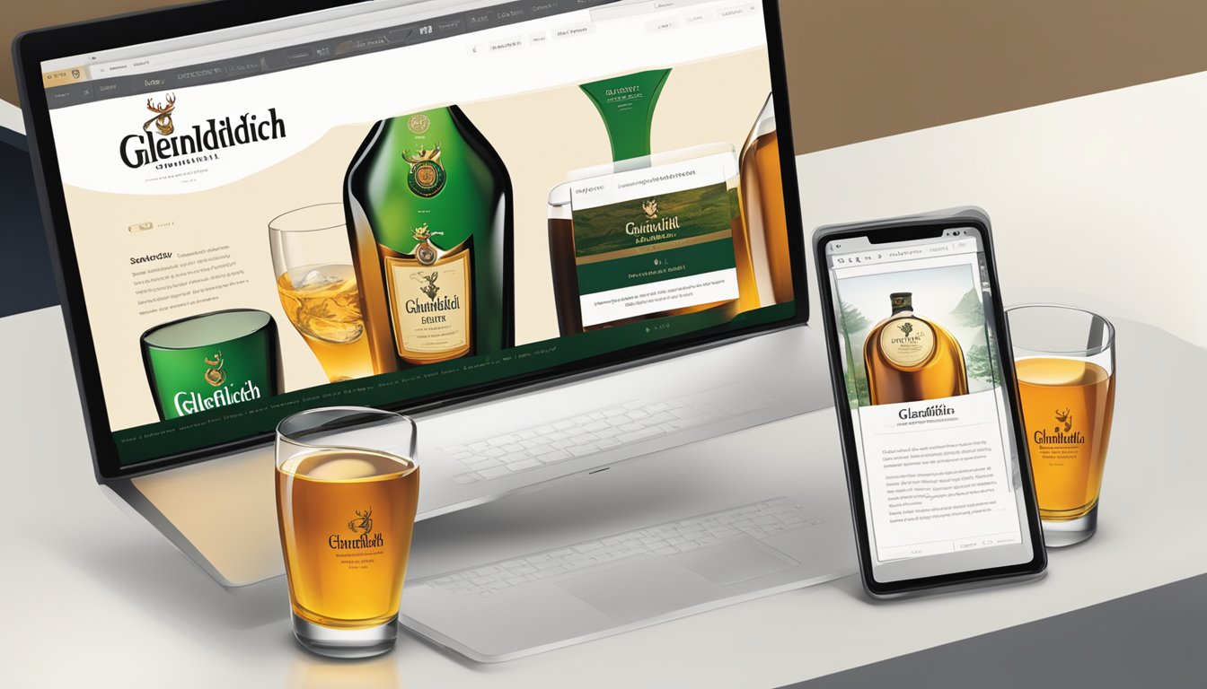 A computer screen with a browser window open to a website selling Glenfiddich whisky