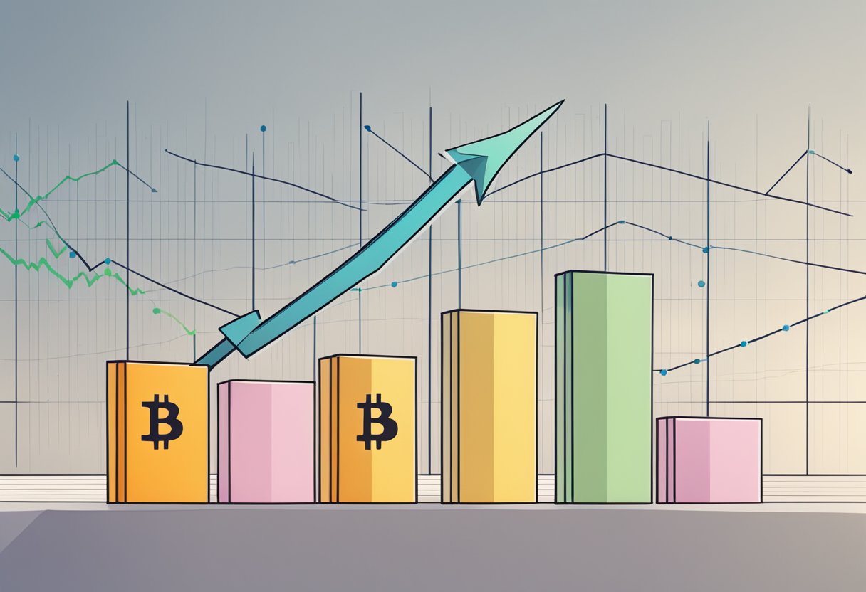 A graph showing a downward trend with a large arrow pointing down, representing the $494 million withdrawal from the Bitcoin Trust in the cryptocurrency market
