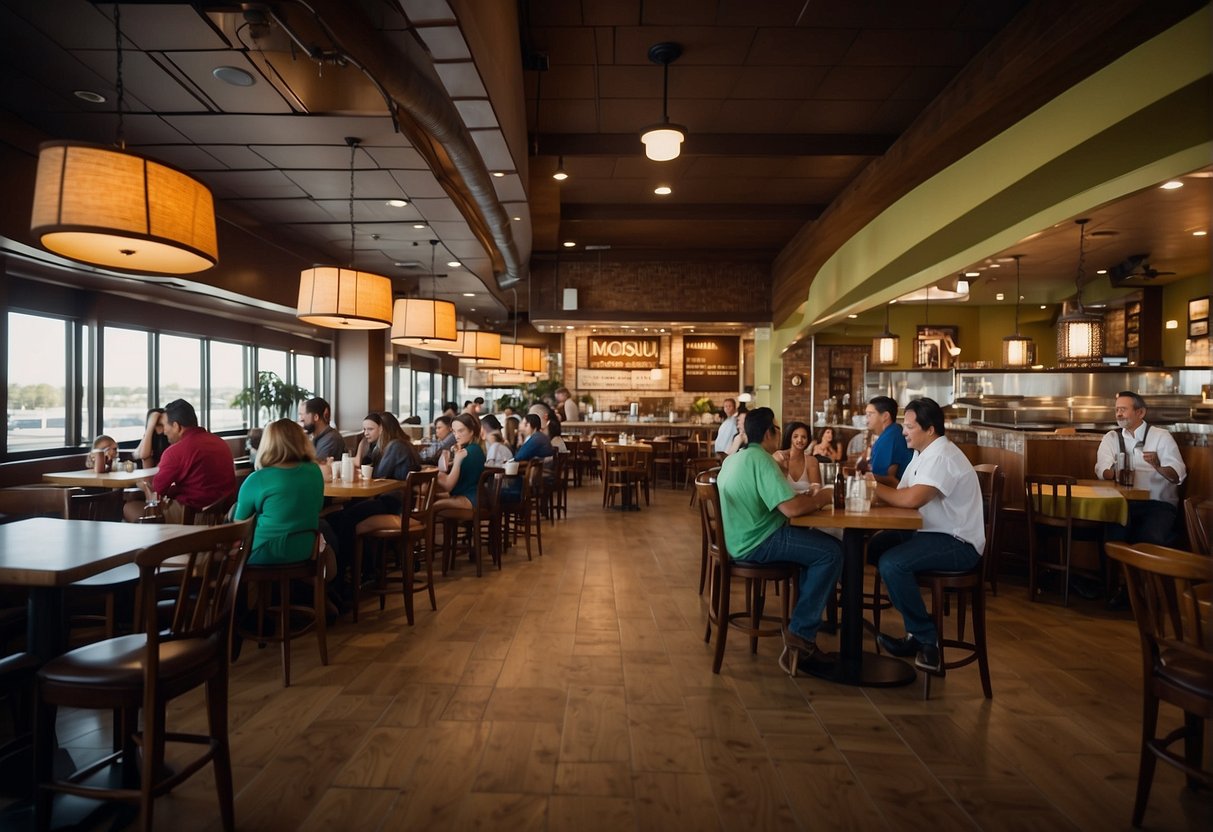 A bustling restaurant scene with diverse cuisines and budget-friendly options. Missouri's culinary landscape offers a variety of family dining experiences