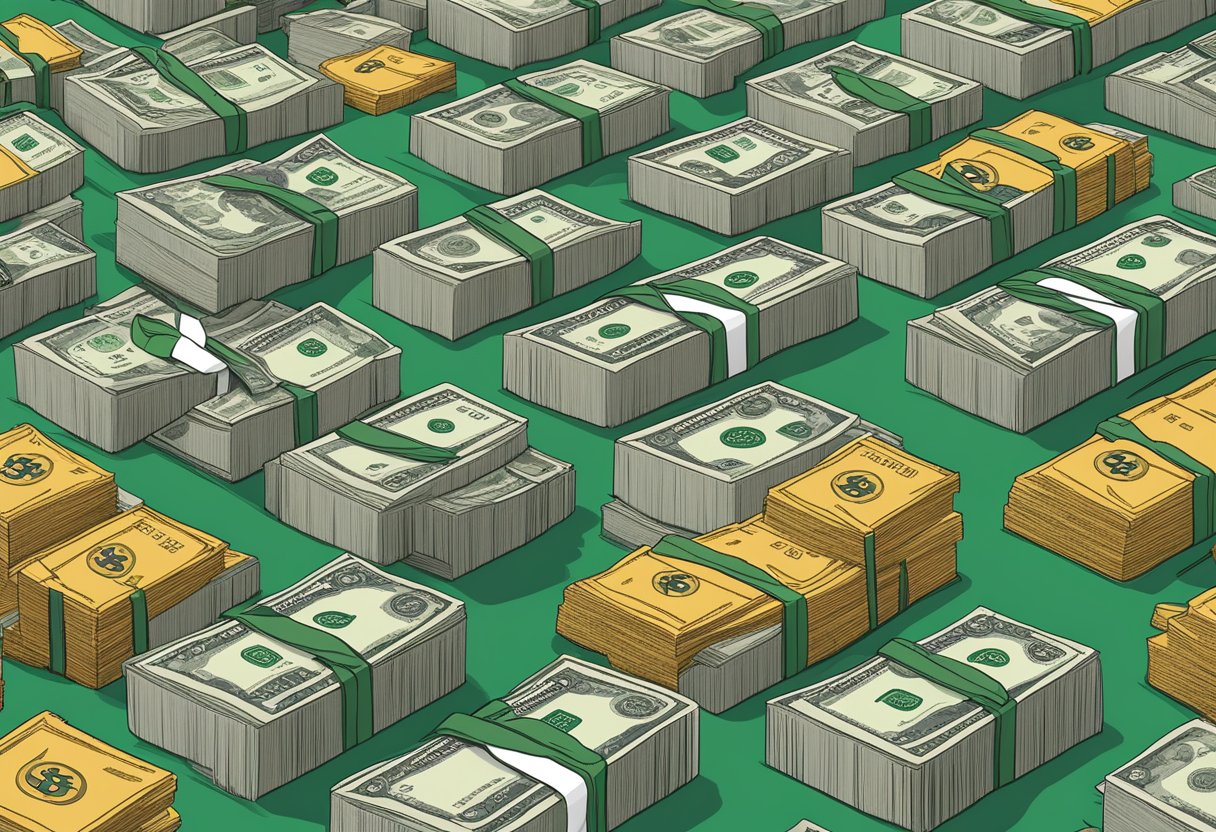 An illustration of South Korea with stacks of cash and cryptocurrency symbols to depict $600 million crypto crime
