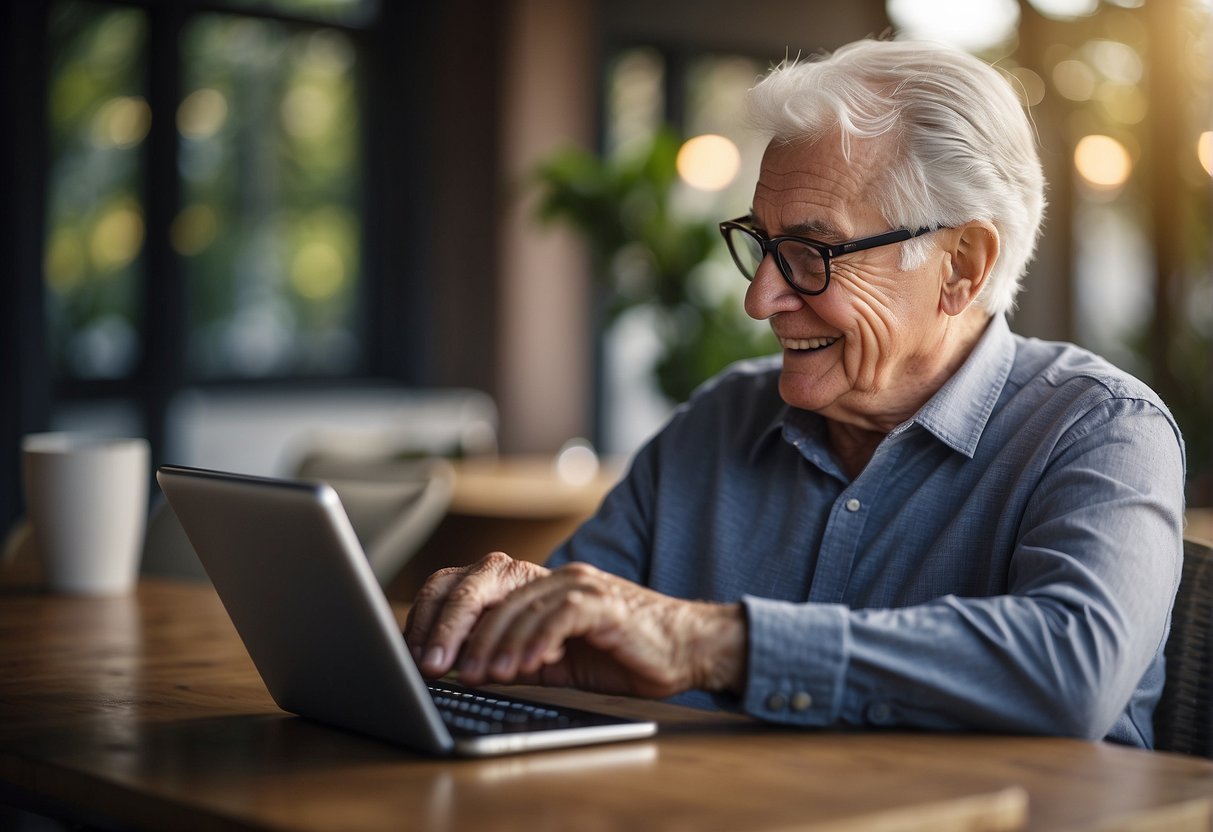 A senior using a tablet to access AI assistance for daily tasks