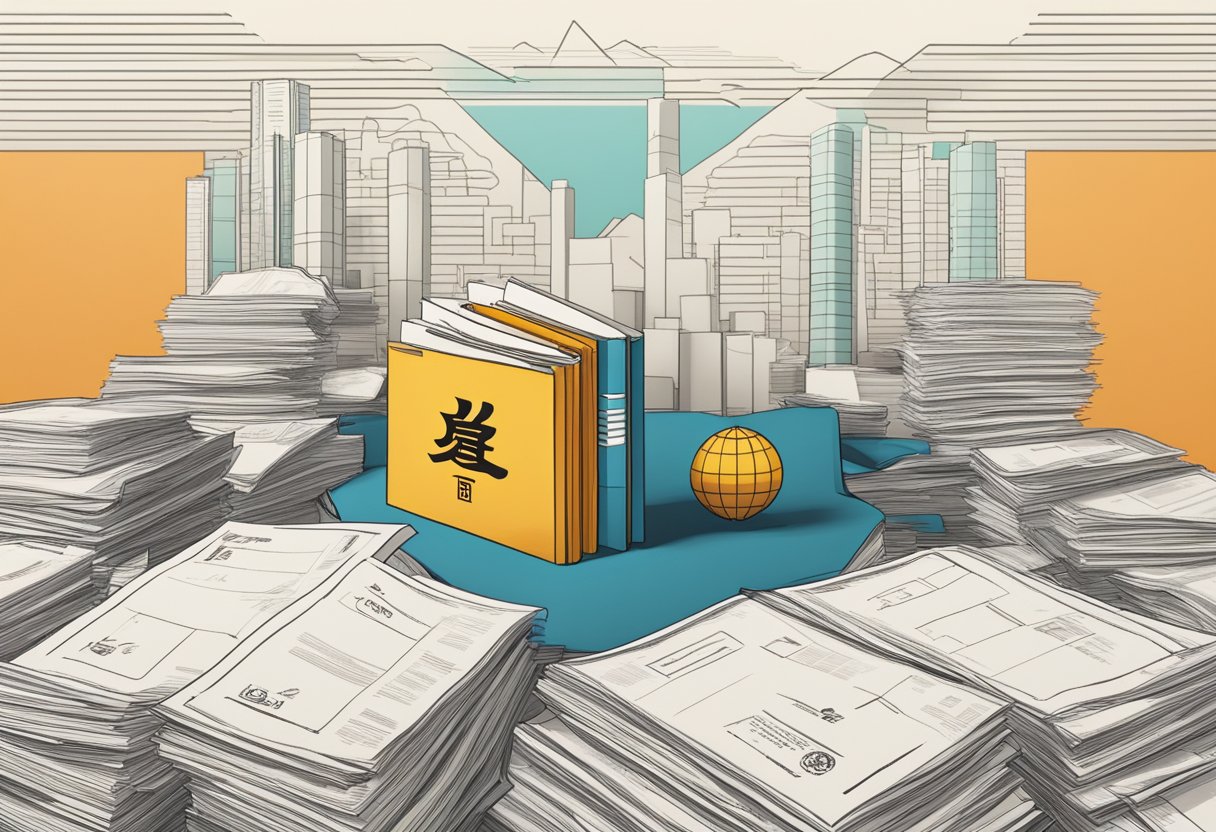 The Chinese NEO logo plummets against a backdrop of legal documents and regulatory warnings. The image evokes a sense of crisis and downfall