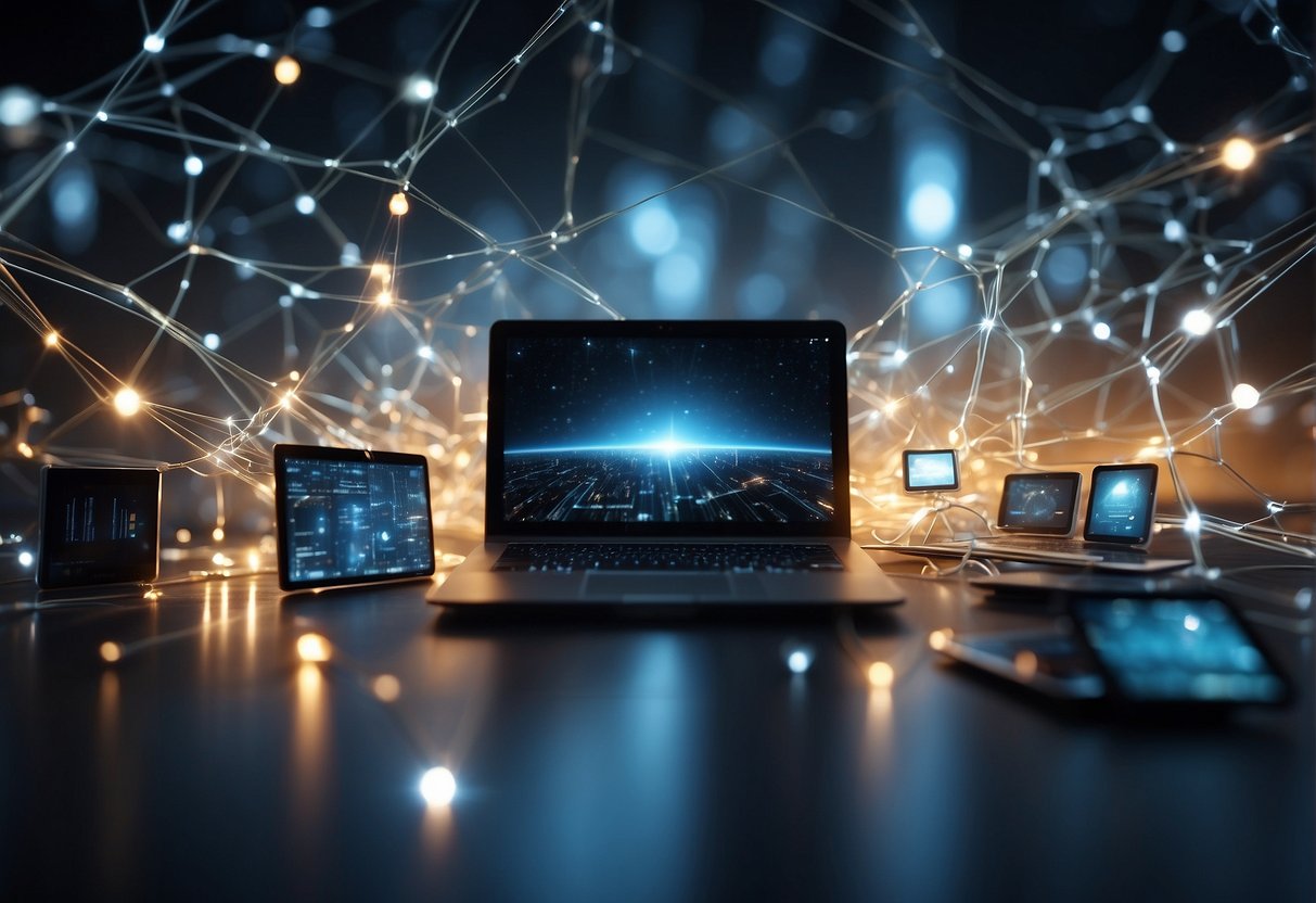 Various devices and networks intertwine, symbolizing the seamless integration of personal AI technology