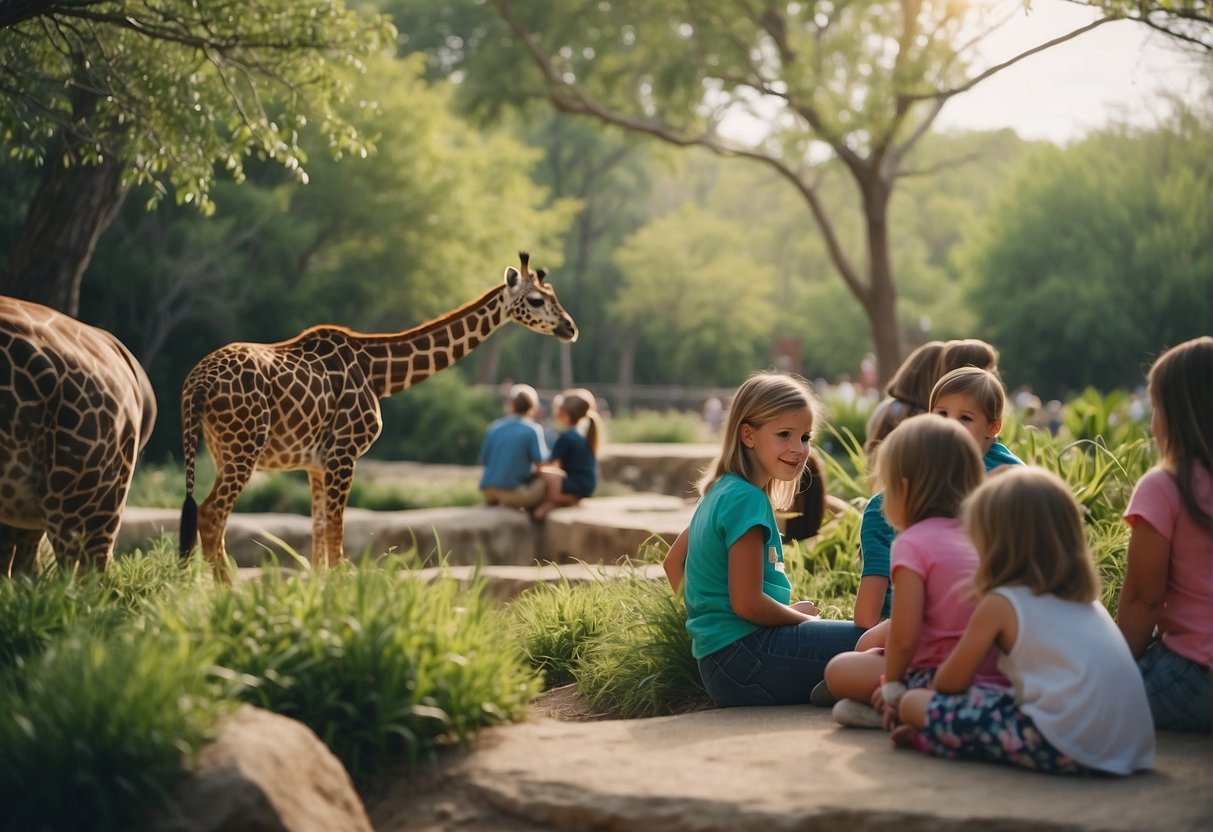Families exploring Missouri zoos and wildlife parks during spring break, observing animals, and participating in educational activities