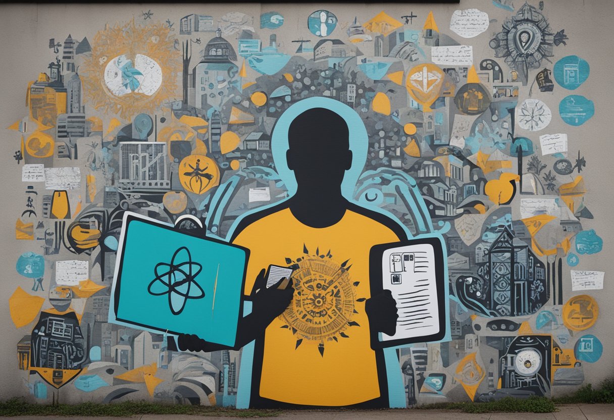 A person holding a medical record with "HIPAA" written on it, surrounded by symbols of strength and hope, representing cancer survivorship