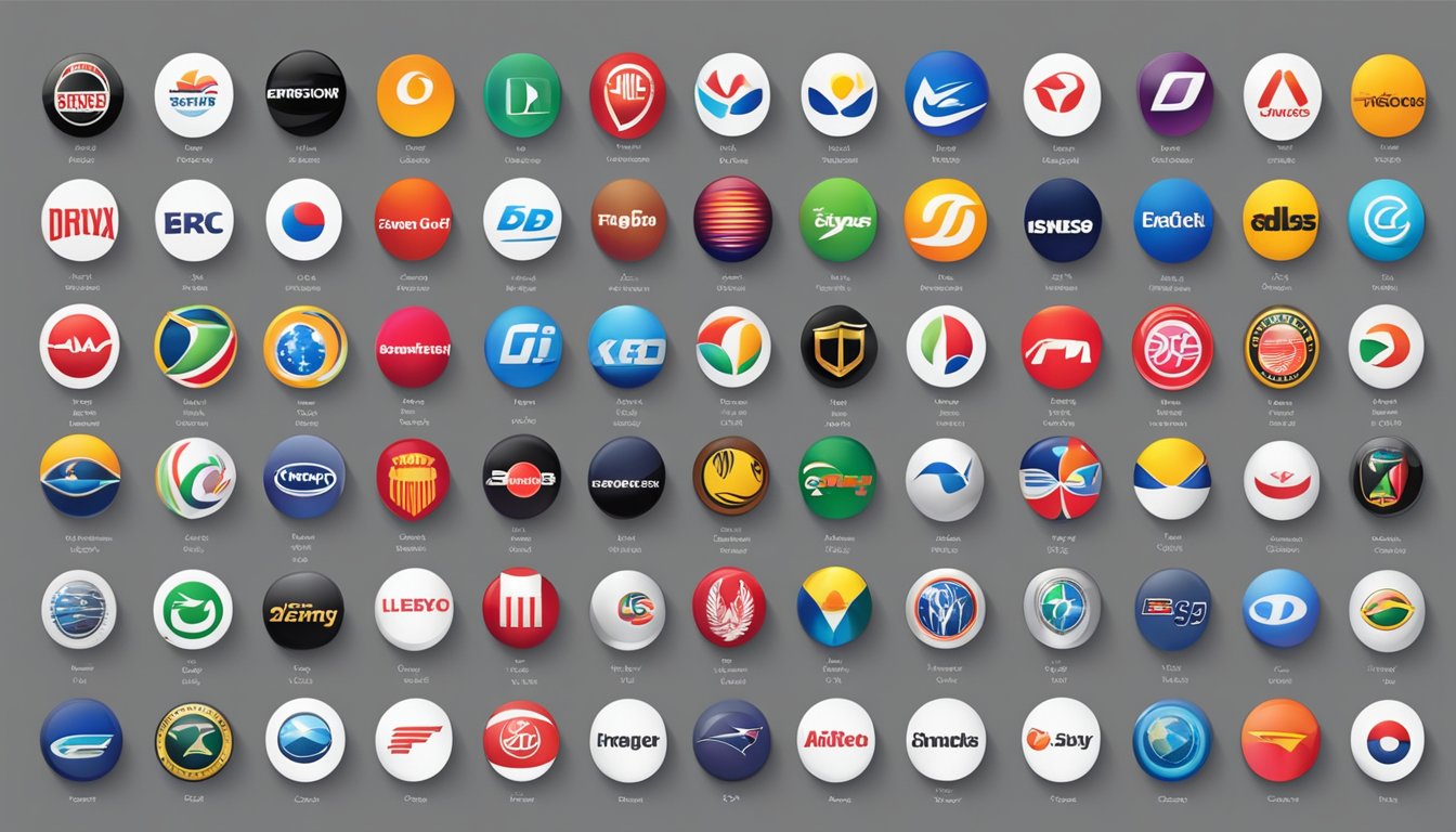 A row of 44 distinct brand logos displayed in a clean, organized manner