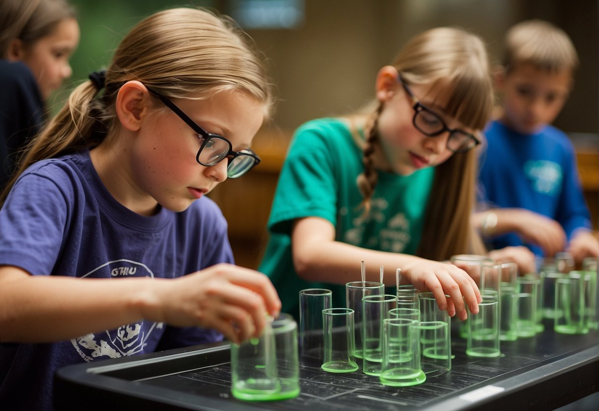 Children participating in hands-on science experiments at Missouri's Discovery Centers during Spring Break