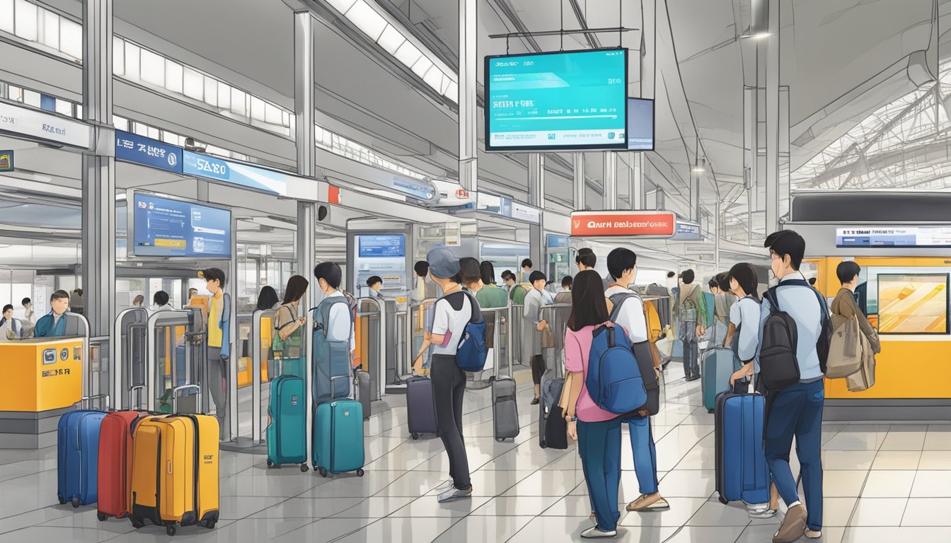 Passenger purchases JR pass at Singapore station for Japan rail adventure