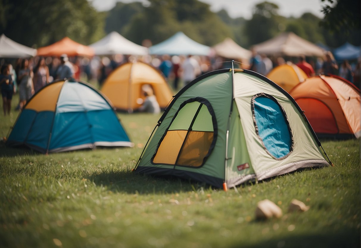 Vibrant tents line the grassy field, filled with handmade crafts. Families wander, admiring pottery, jewelry, and artwork. Children laugh and play, while the scent of kettle corn wafts through the air