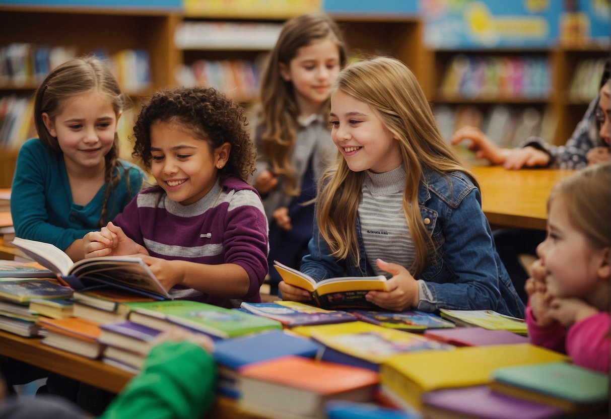 Children enthusiastically participate in Missouri's Spring Break Reading Programs, surrounded by colorful books and engaging storytelling sessions