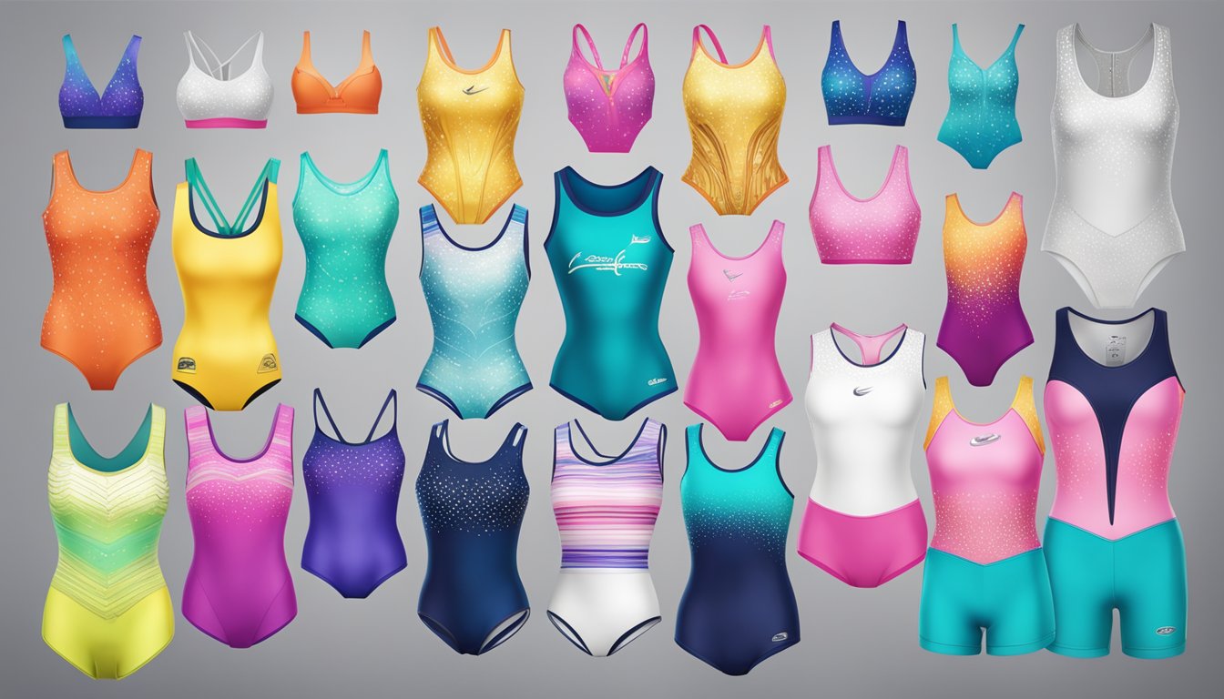 Top gymnastics leotard brands displayed with their signature collections in a vibrant and eye-catching showcase