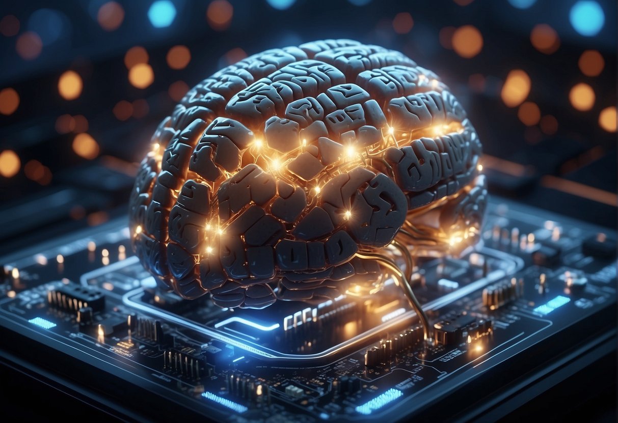 A glowing brain surrounded by circuitry, symbolizing the impact of AI on cognition