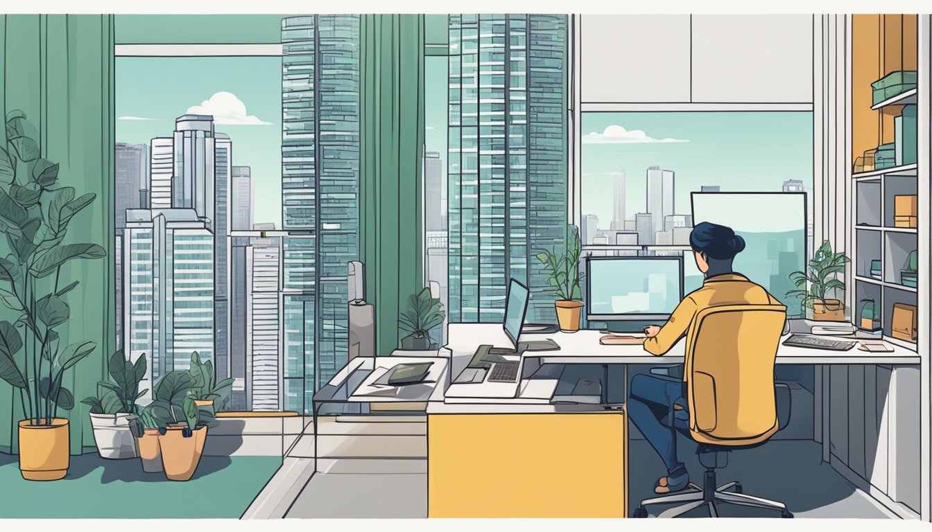 A person researching salary and condo prices in Singapore