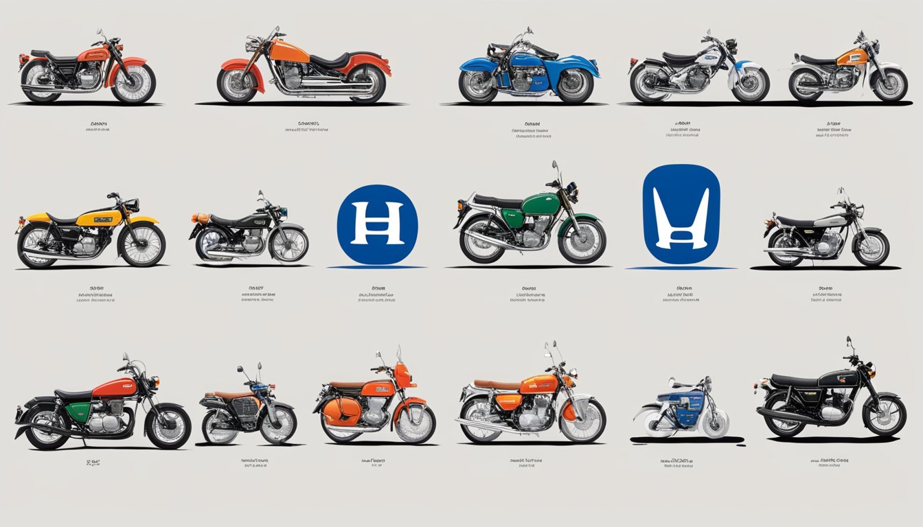 A timeline of Honda logos from the past to present, showcasing the evolution of the brand's identity