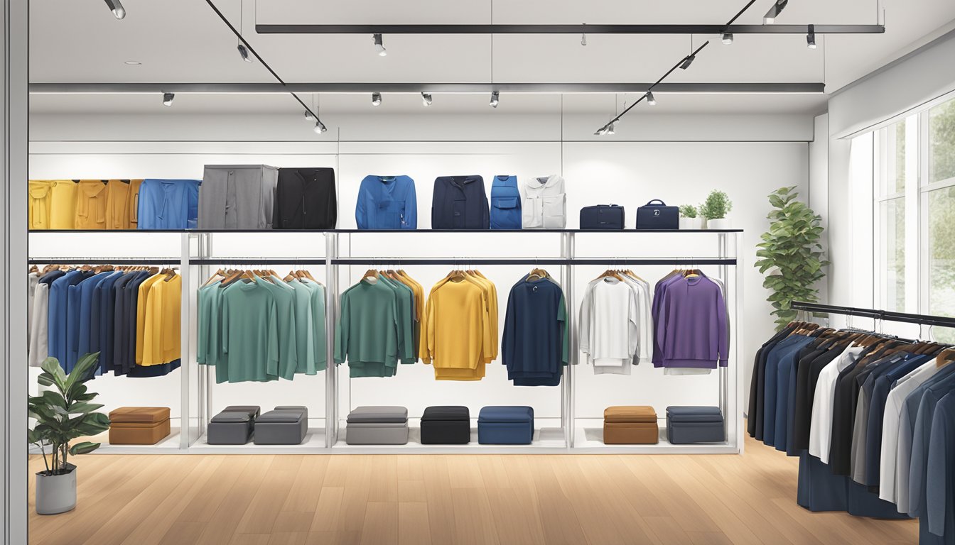 The Itochu Apparel Division showcases various clothing brands in a modern, well-lit showroom with sleek displays and vibrant product imagery