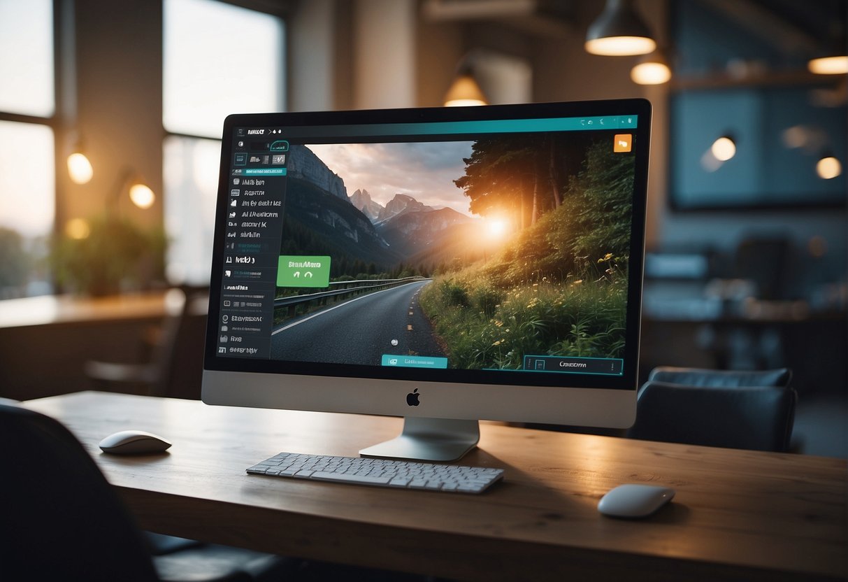 A computer screen displaying Visme Output and Sharing Visme, with a cursor clicking on the share button